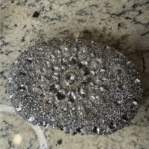 New beautiful white silver purse clutch